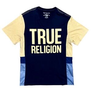 True Religion Black, Yellow & Gray World Tour Graphic T-Shirt, Men's Large